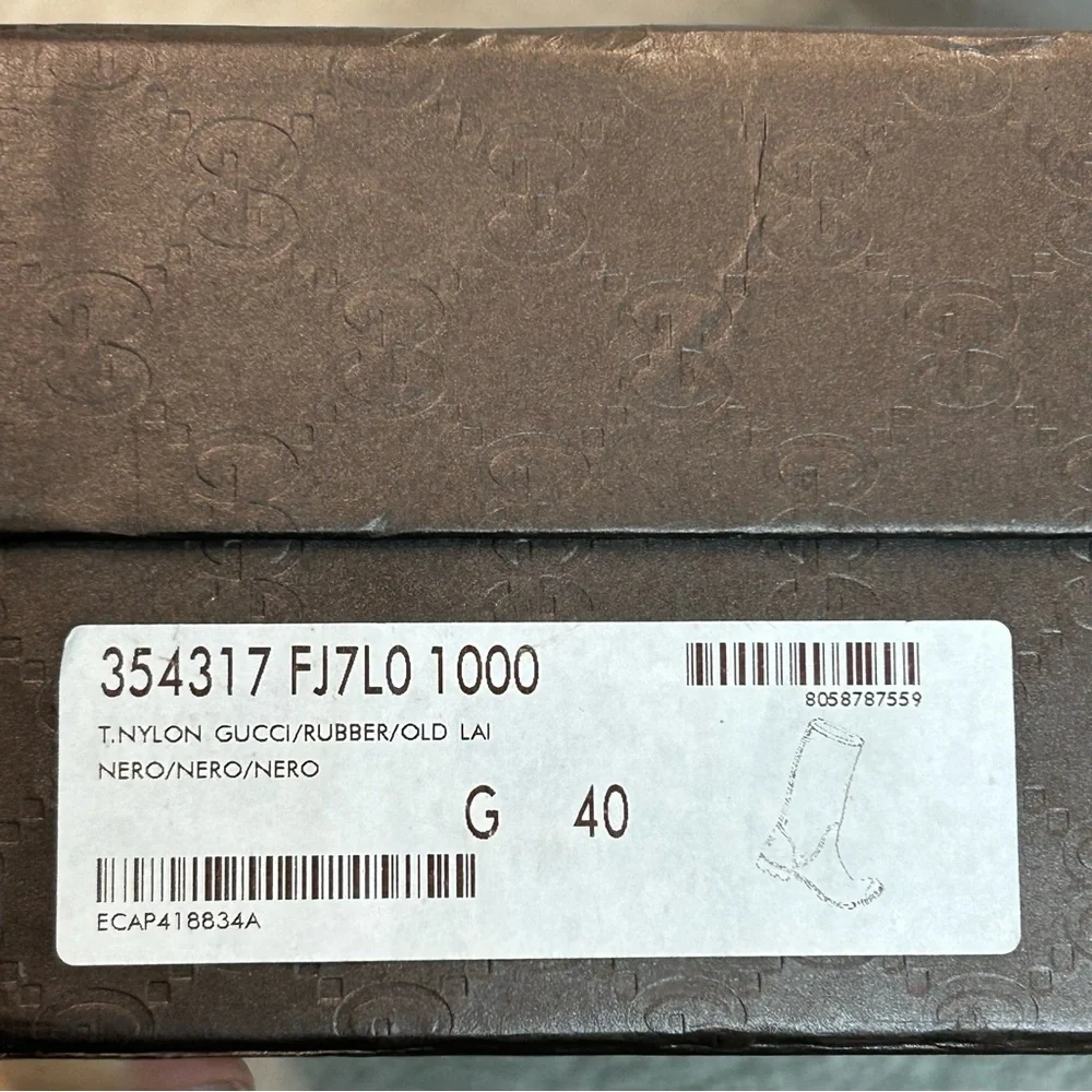 Gucci Black GG Monogram Signature Nylon Canvas Rubber Rain Boots 40 - Picture 11 of 14